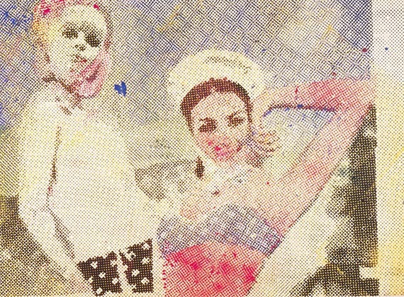 Illustration  for: Sigmar Polke, Freundinnen, 1965, dispersion on canvas, Froehlich Collection, Stuttgart. © The Estate of Sigmar Polke, Cologne / VG Bild-Kunst, Bonn 2025