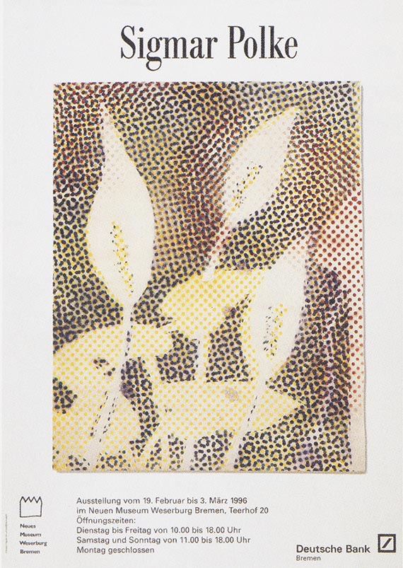 Illustration  for: Exhibition poster: Sigmar Polke, Neues Museum Weserburg, Bremen 1996 (with one of the works on offer). <br />© The Estate of Sigmar Polke, Cologne / VG Bild-Kunst, Bonn 2025