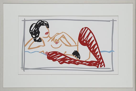 Tom Wesselmann - Fast Sketch Red Stocking Nude - Cornice