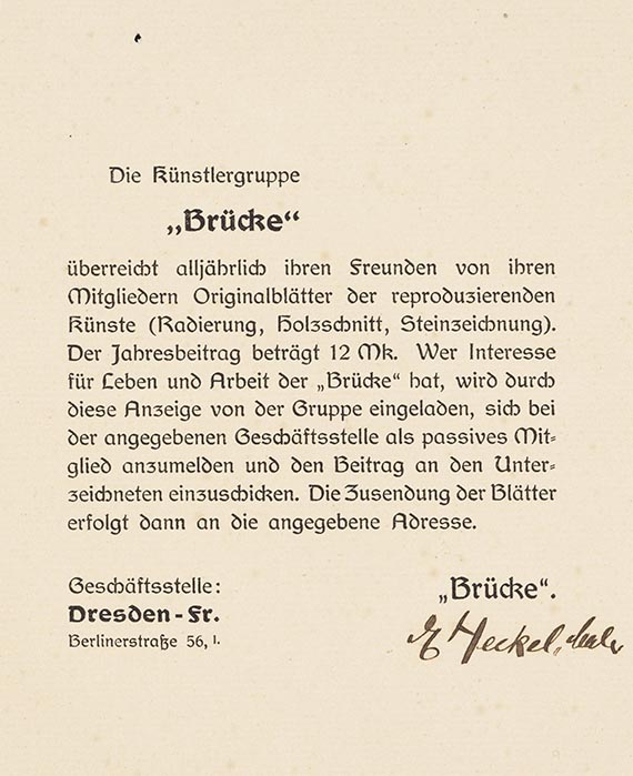 Erich Heckel - Mitgliederwerbung der Künstlergruppe "Brücke" (4 Bll.) - Altre immagini