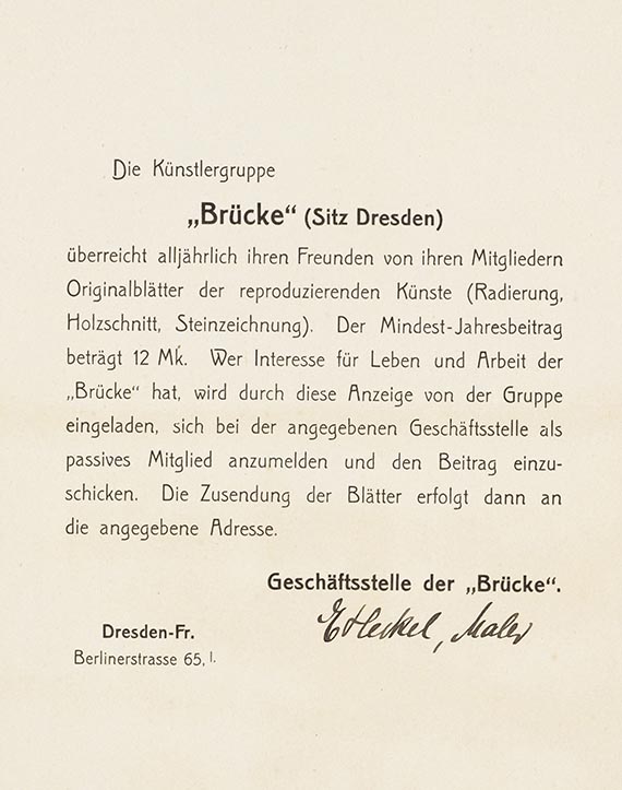 Erich Heckel - Mitgliederwerbung der Künstlergruppe "Brücke" (4 Bll.) - Altre immagini