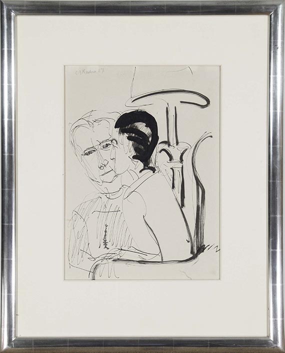 Ernst Ludwig Kirchner - Gespräch unter der Lampe - Cornice