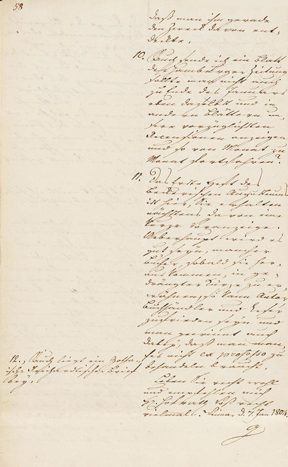Johann Wolfgang von Goethe - G 13: Brief von Schreiberhand an H. C. A. Eichstädt. 8 Spalten.
