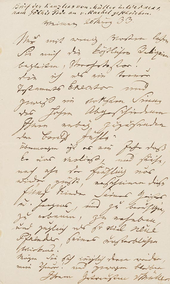 F. von Müller - Brief an Knebel, 1 S.