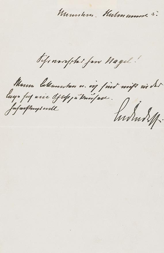Erich Friedrich Wilhelm Ludendorff - Brief, 1 S.