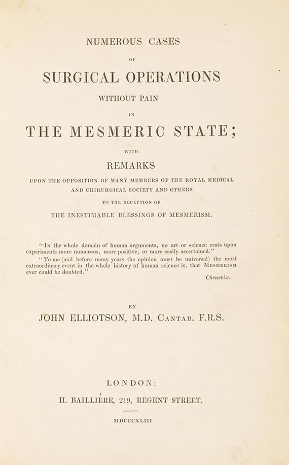 John Elliotson - Numerous Cases of Surgical Operations Without Pain in the Mesmeric State