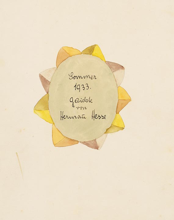 Hermann Hesse - 6 Aquarelle mit Sommer 1933 (9 typogr. Gedichte + 1 Vignette)