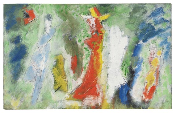 Lyonel Feininger - Figuren in Rot, Blau, Weiß und Gelb