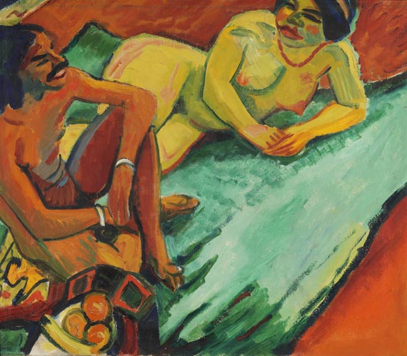 Hermann Max Pechstein - Weib mit Inder auf Teppich / Früchte II (Rückseite)