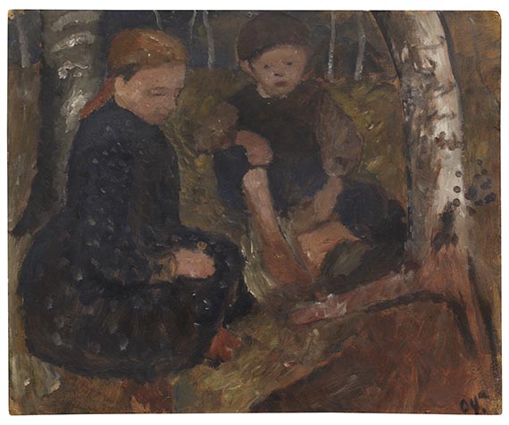 Paula Modersohn-Becker - Zwei sitzende Kinder im Wald
