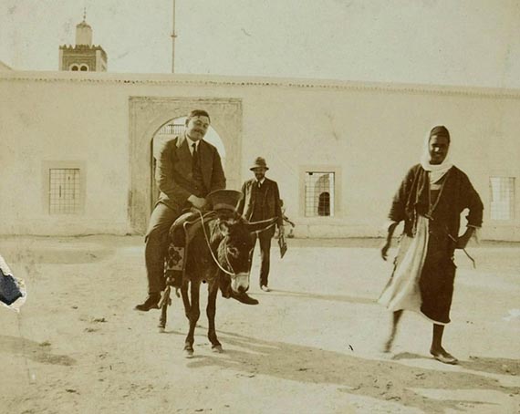 Illustration  for: August Macke and Paul Klee in front of a mosque in Tunisia, 1914, collection Zentrum Paul Klee, Bern. <br /> © HIP / Art Resource, NY