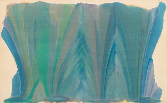 Illustration for: Morris Louis, Tet, 1958, acrylic on canvas, Museum of Modern Art, New York. © All Rights Reserved. Maryland College Institute of Art / VG Bild-Kunst, Bonn 2025