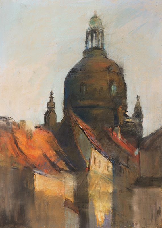 Lesser Ury - Kuppel der Frauenkirche in Dresden