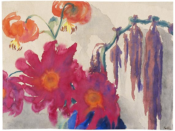 Emil Nolde - Dahlien und Fuchsschwanz