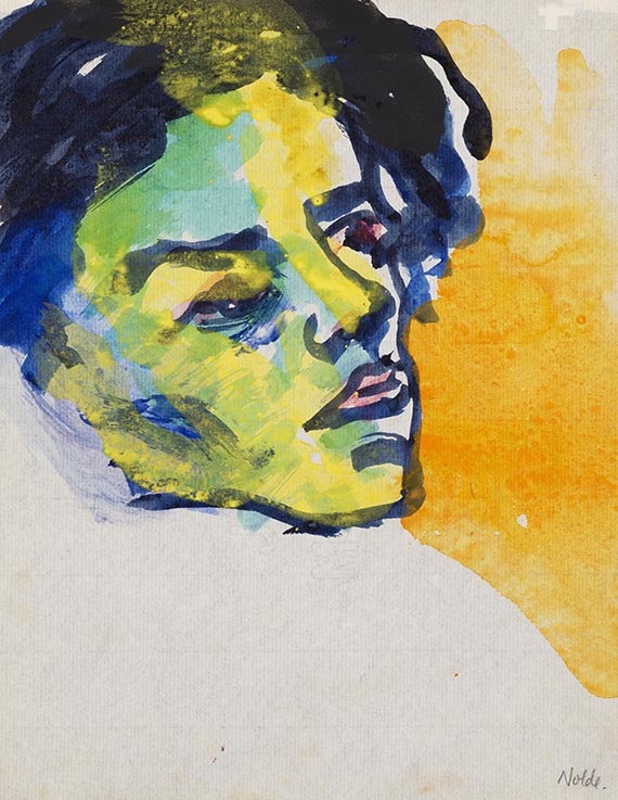 Emil Nolde - Frauenkopf blauschwarzes Haar
