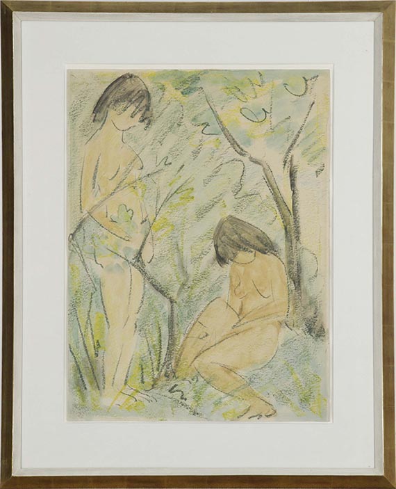 Otto Mueller - Zwei Mädchenakte, einer sitzend - Cornice