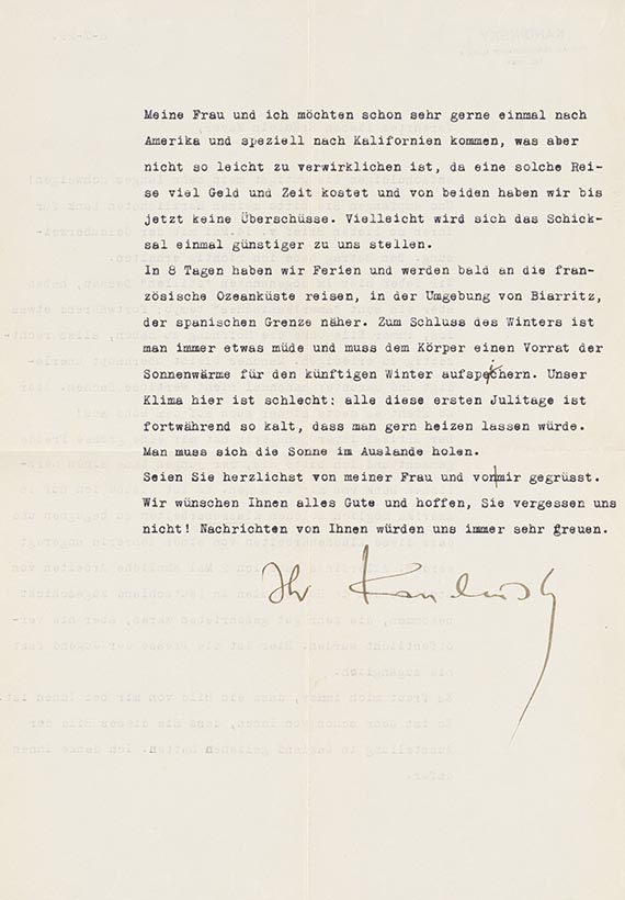Wassily Kandinsky - Typogr. Brief m. U. an Evelyn Mayer