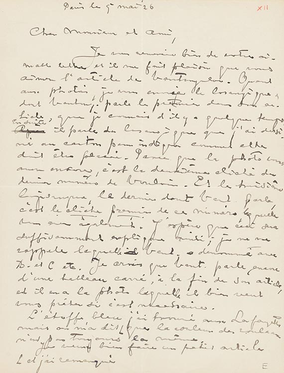 Piet Mondrian - Eigh. Brief. m. U. an einen Freund