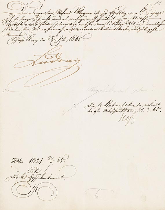  Ludwig II. von Bayern - Schreiben bzgl. Erhaltung der Equipage Richard Wagners