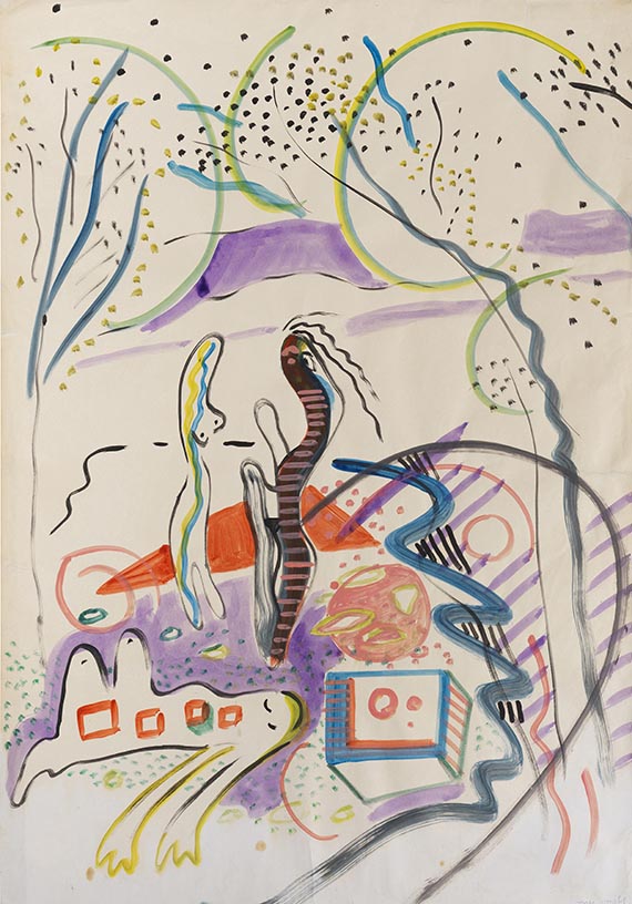 Sigmar Polke - Ohne Titel (Figuren in Landschaft)