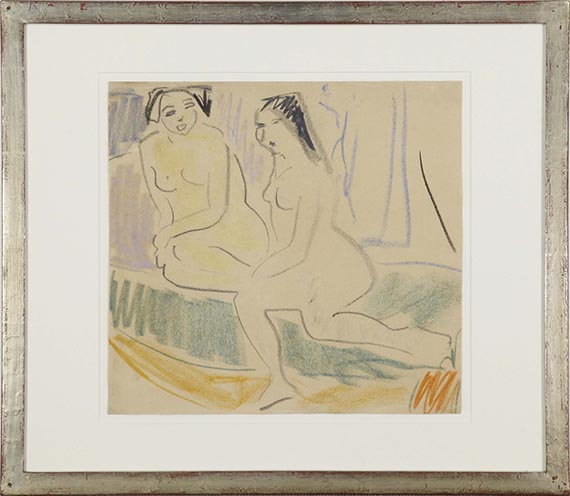 Ernst Ludwig Kirchner - Zwei weibliche Akte im Atelier - Cornice