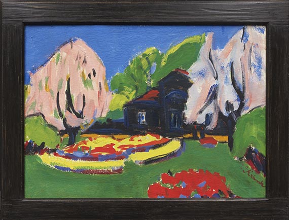 Ernst Ludwig Kirchner - Landschaft mit Haus (Torhaus an der Hauptallee des Großen Gartens in Dresden) - Cornice