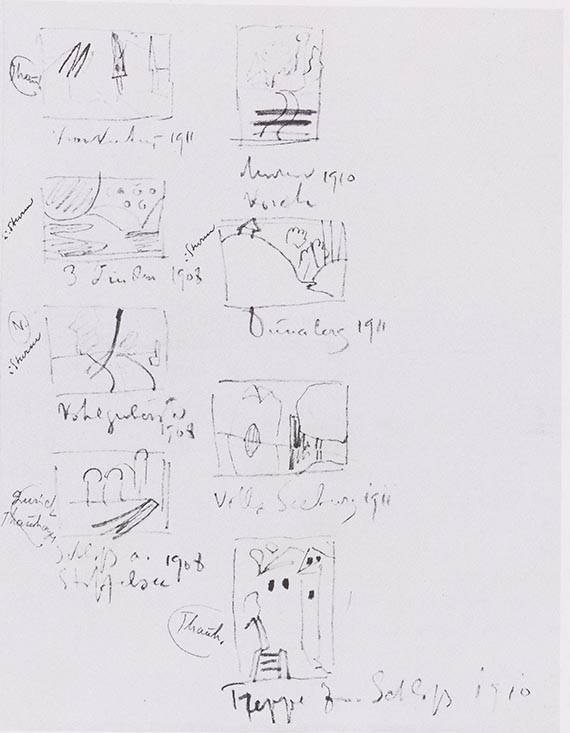 Illustration for: Wassily Kandinsky, Memorandum with sketches, Late 1911, in: Hans Konrad Roethel, Jean K. Benjamin, Kandinsky: Catalogue Raisonné of Oil Paintings, Vol. 1, Munich 1982, p. 19, ill. 10.