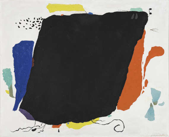 Illustration  for: Willi Baumeister, Schwarzes Phantom (Black Phantom), 1952, oil and mixed media on hardboard, Museo Nacional Thyssen-Bornemisza, Madrid.