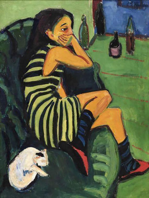 Illustration  for: E. L. Kirchner, Artistin (Performer), 1910, oil on canvas, Br&uuml;cke-Museum, Berlin.