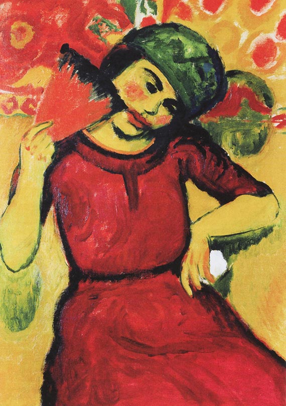 Illustration  for: H. M. Pechstein, M&auml;dchen mit rotem F&auml;cher (Girl with a Red Fan), 1910, oil on canvas, Neue Galerie, New York.