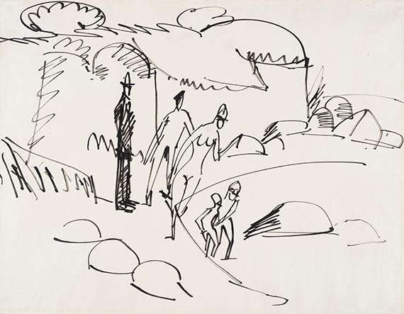 Ernst Ludwig Kirchner - Fehmarn-Küste mit Badenden