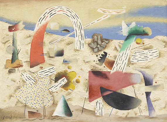 Baumeister - Landschaft mit rotem Bogen (Sommerfest)