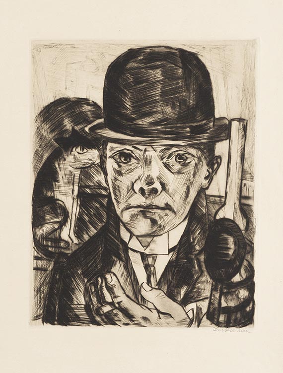 Max Beckmann - Selbstbildnis mit steifem Hut